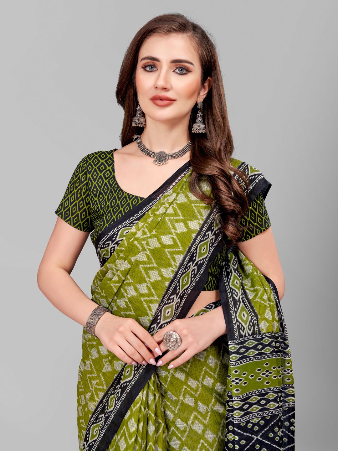 

RATAN Pure Cotton Saree, Green