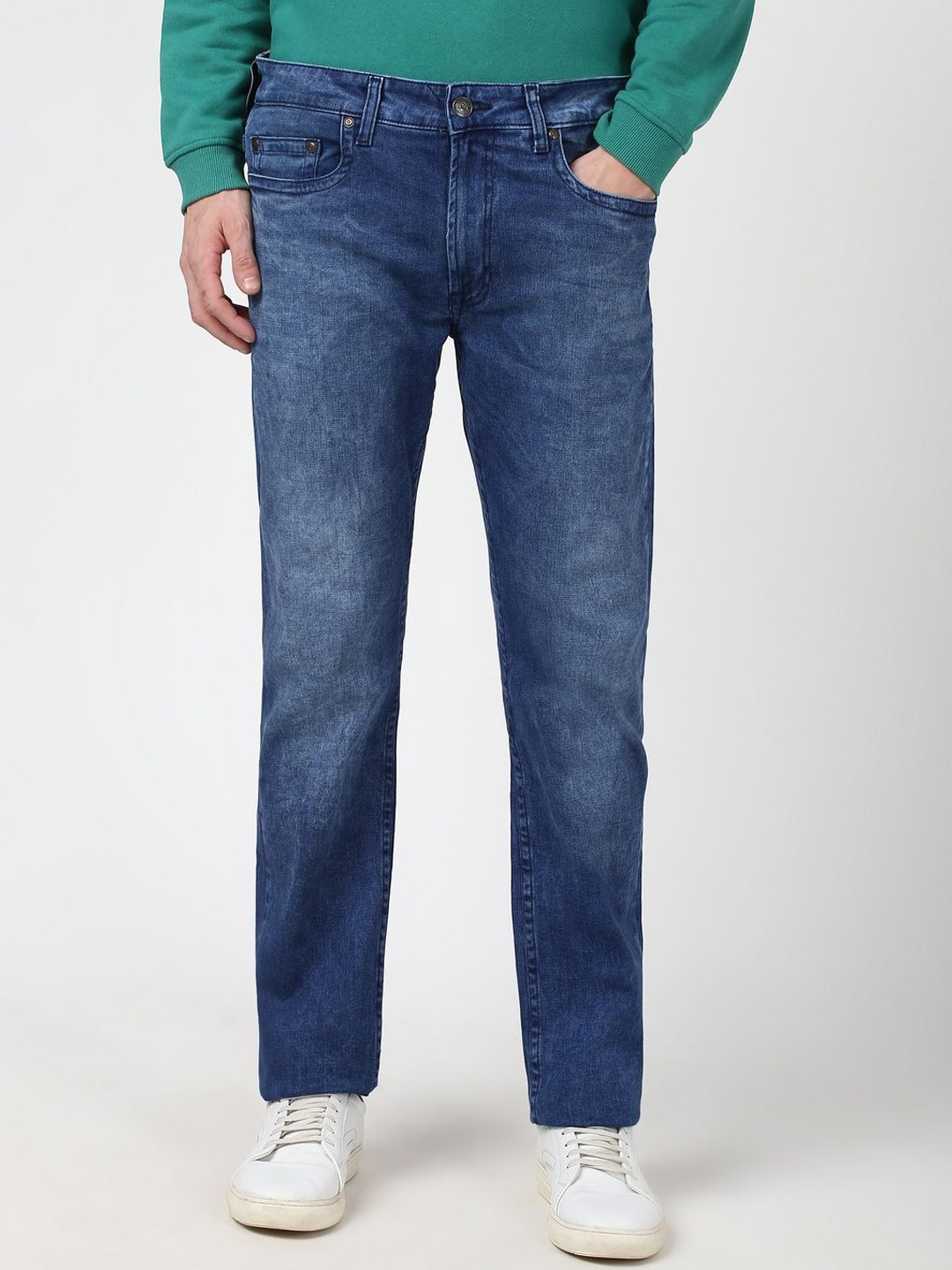 

Peter England Casuals Men Mid-Rise Heavy Fade Clean Look Jeans, Blue