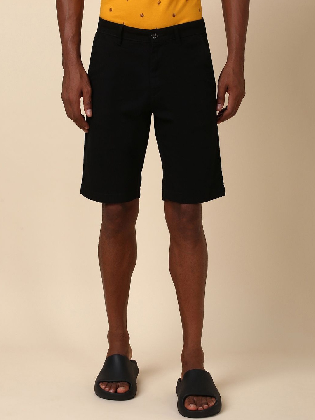 

Allen Solly Men Mid-Rise Slim Fit Shorts, Black