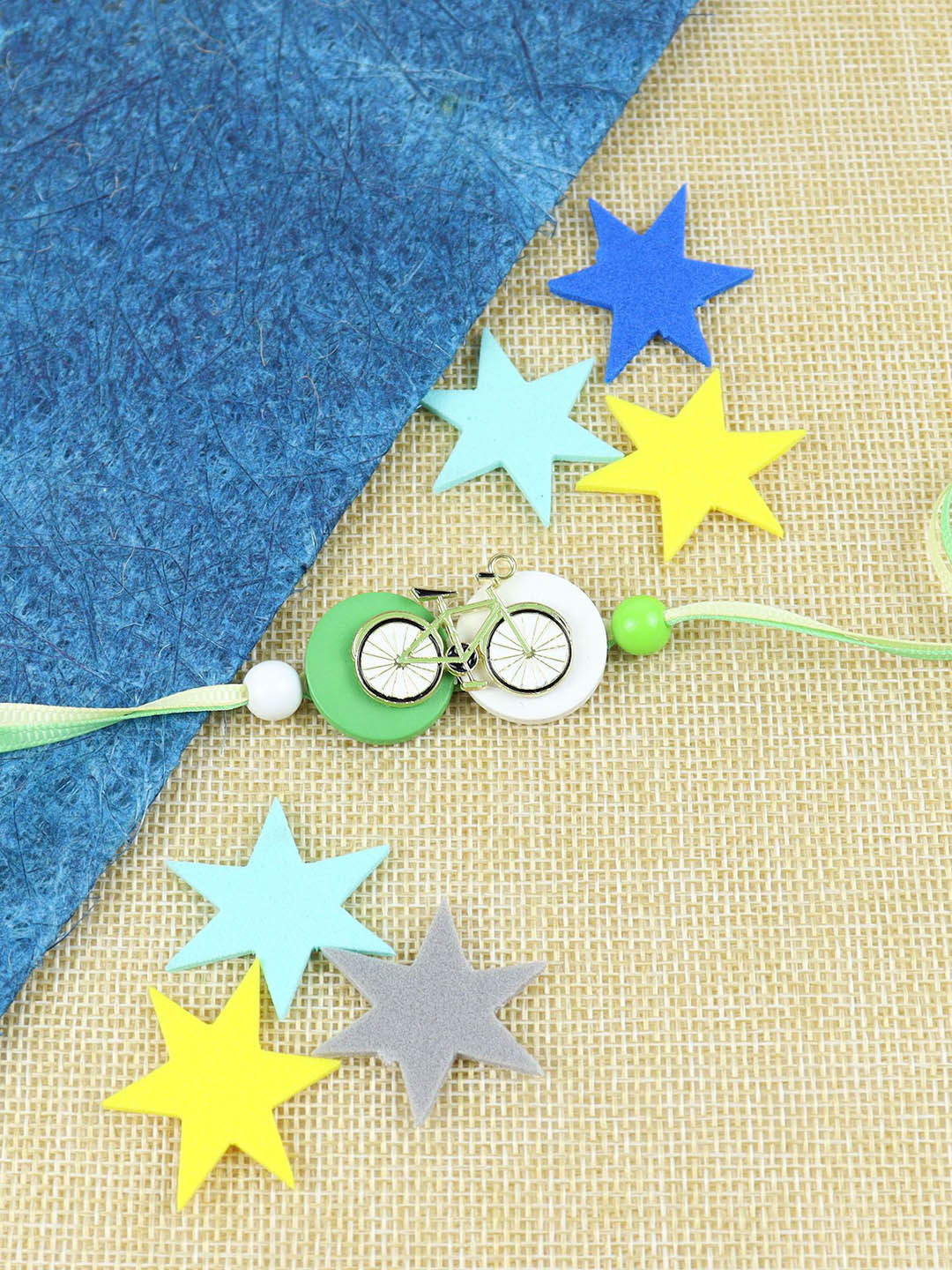 

Asthetika Boys Thread Rakhi with Roli Chawal, Green