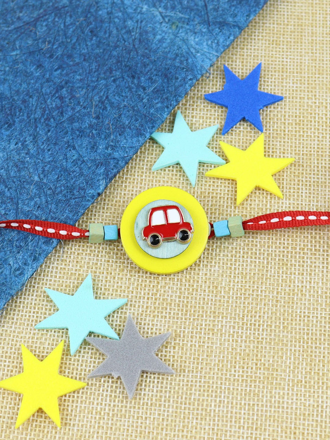 

Asthetika Boys Car Thread Rakhi With Roli Chawal, Red