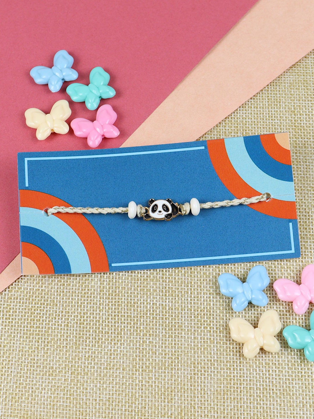 

Asthetika Panda Bracelet Rakhi With Roli Chawal, White