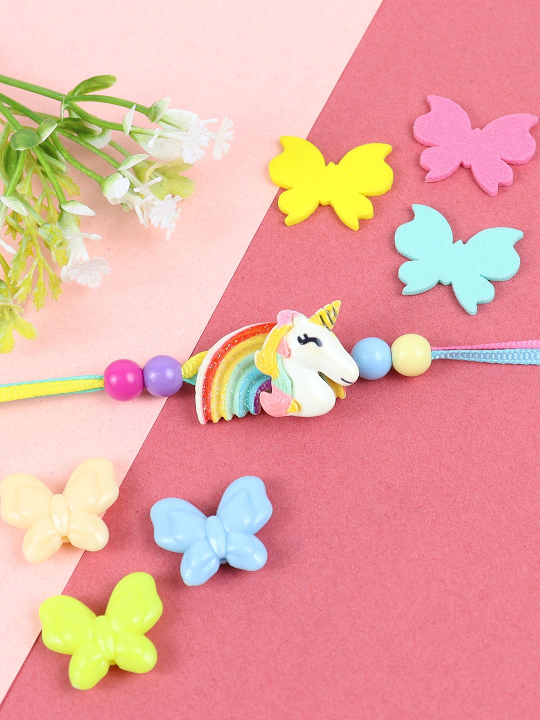 

Asthetika Boys Unicorn Ice-Cream Rainbow Thread Rakhi with Roli Chawal, Blue