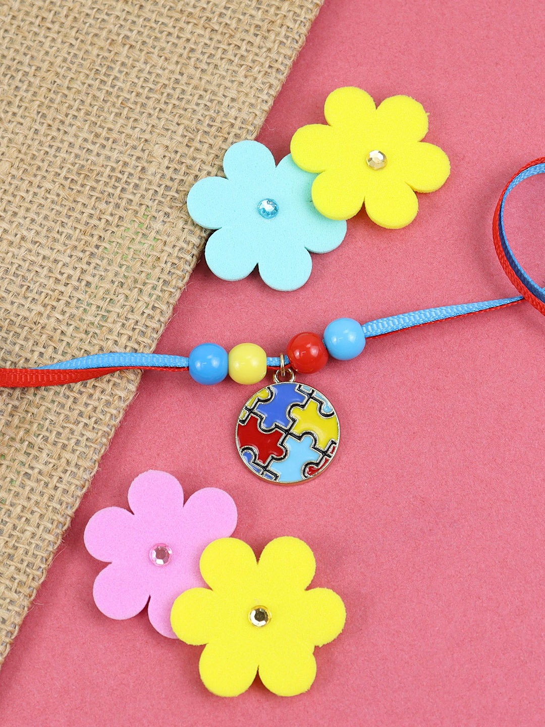 

Asthetika Boys Thread Rakhi with Roli Chawal, Blue