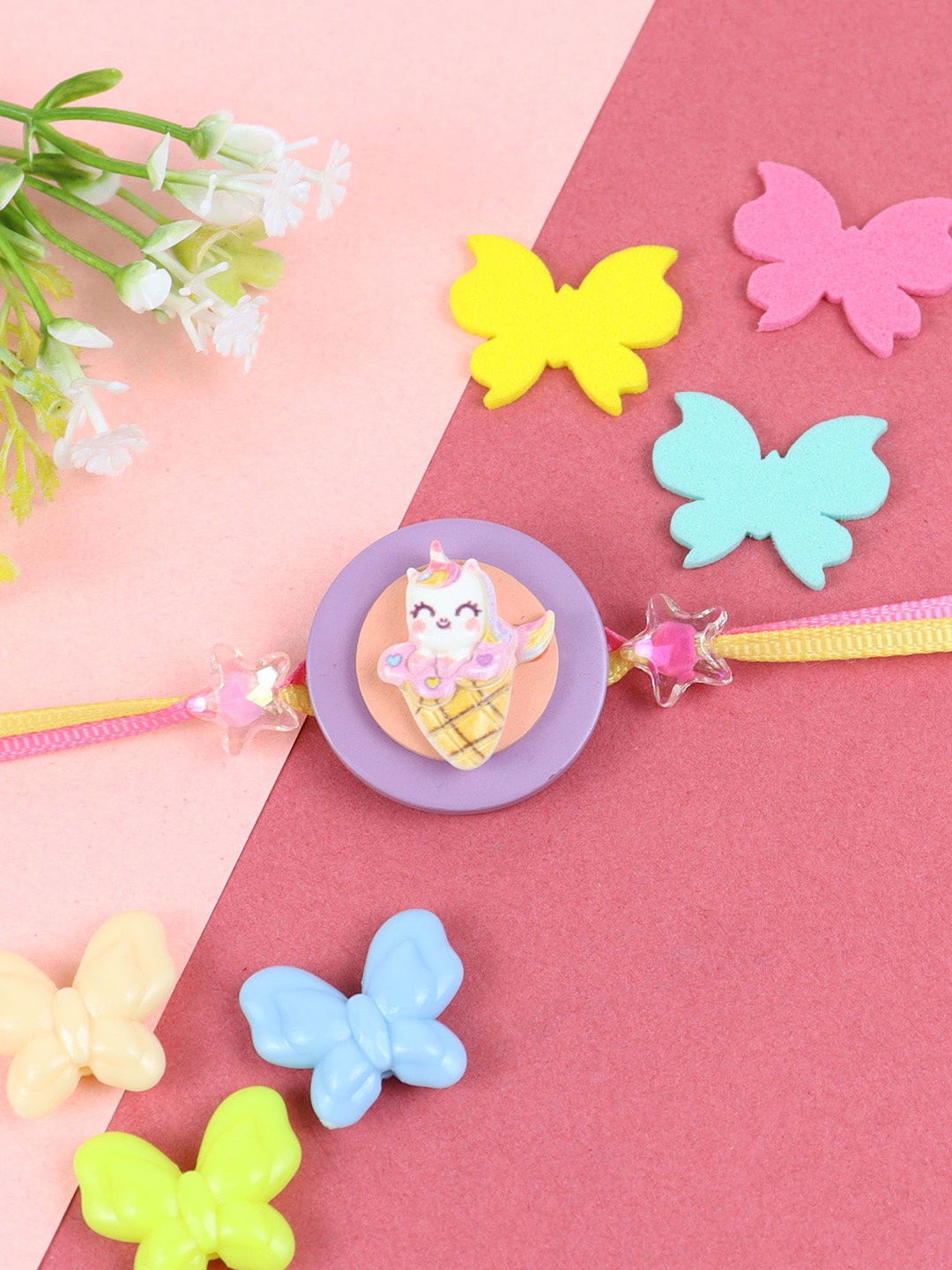 Asthetika Boys Unicorn Ice-Cream Thread Rakhi With Roli Chawal, Purple