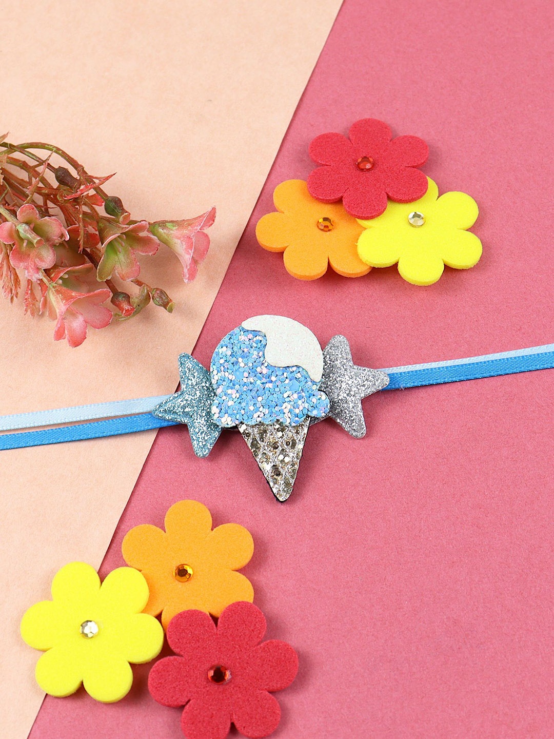 

Asthetika Boys Ice-Cream Thread Rakhi With Roli Chawal, Blue
