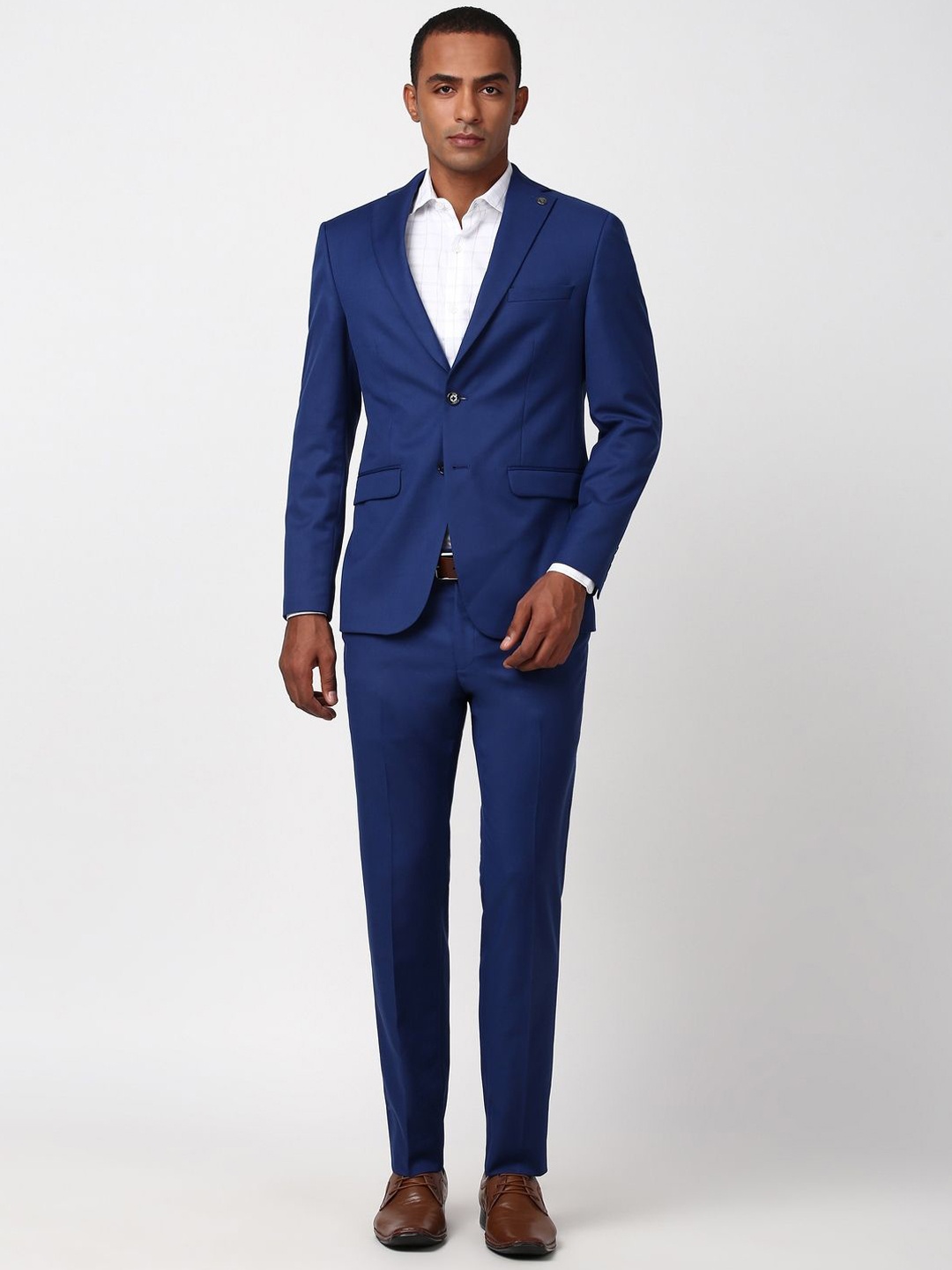 

Peter England Elite Men Single-Breasted Two-Piece Suit, Blue