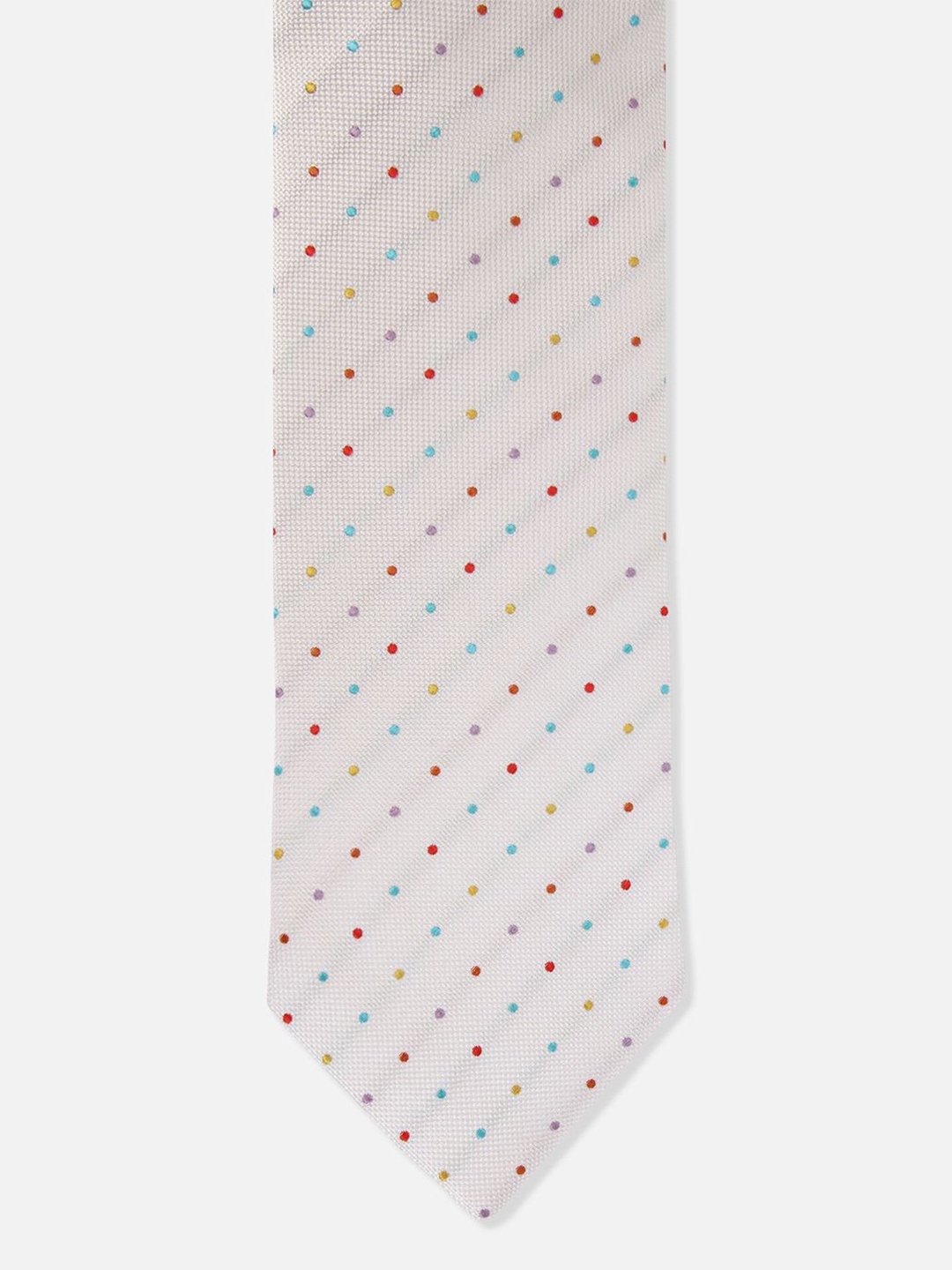 

Louis Philippe Men Printed Silk Broad Tie, White