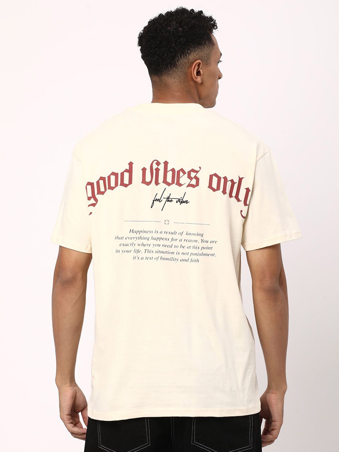 

R&B Men Typography Printed Round Neck Cotton T-shirt, White