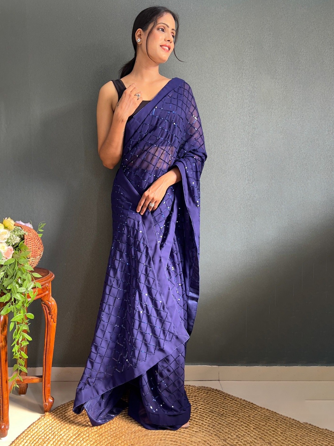

Saree Exotica Embellished Embroidered Sarees, Blue