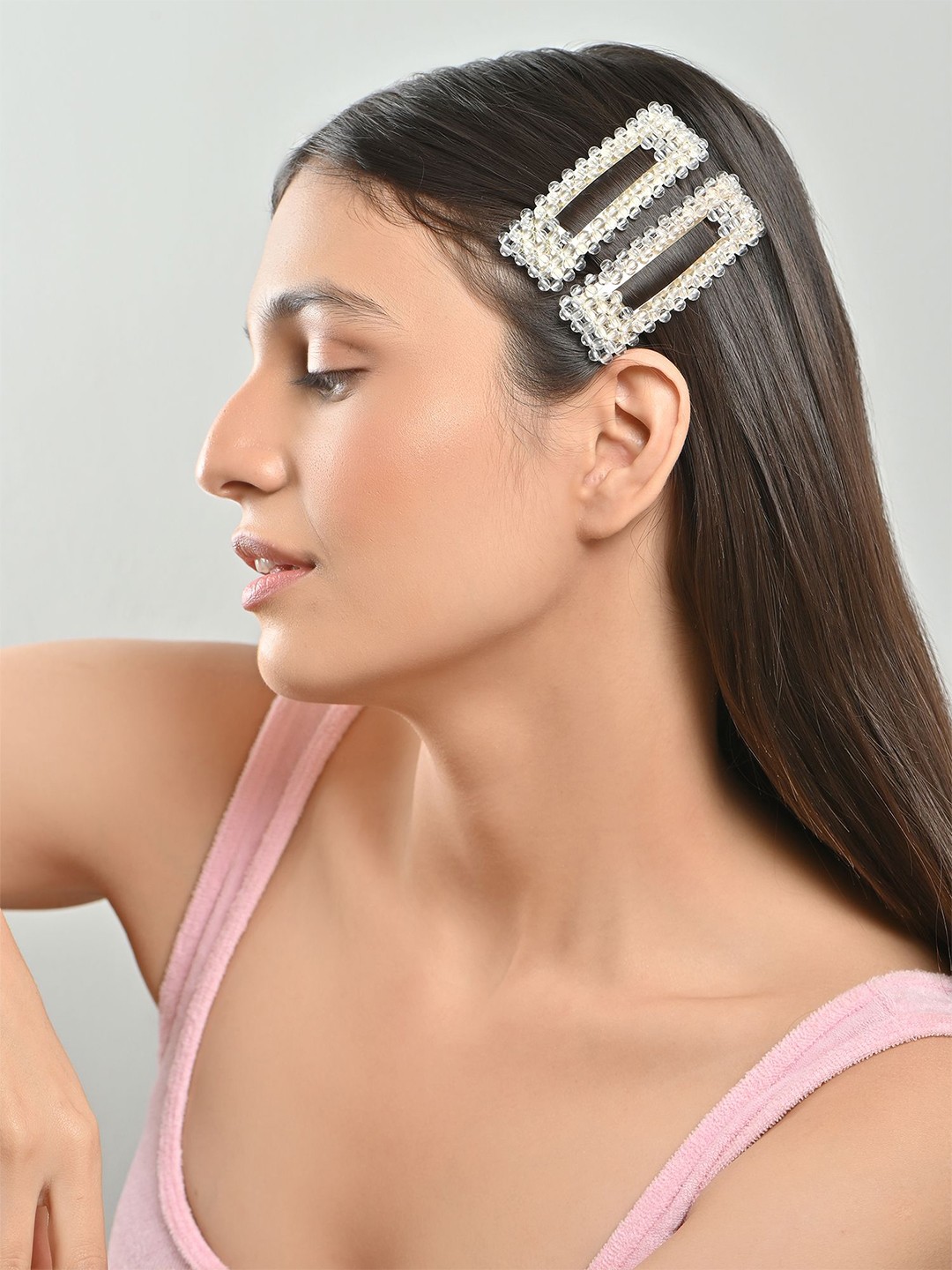 

Lilly & sparkle Women Pack Of 2 Tic Tac Hair Clip, White