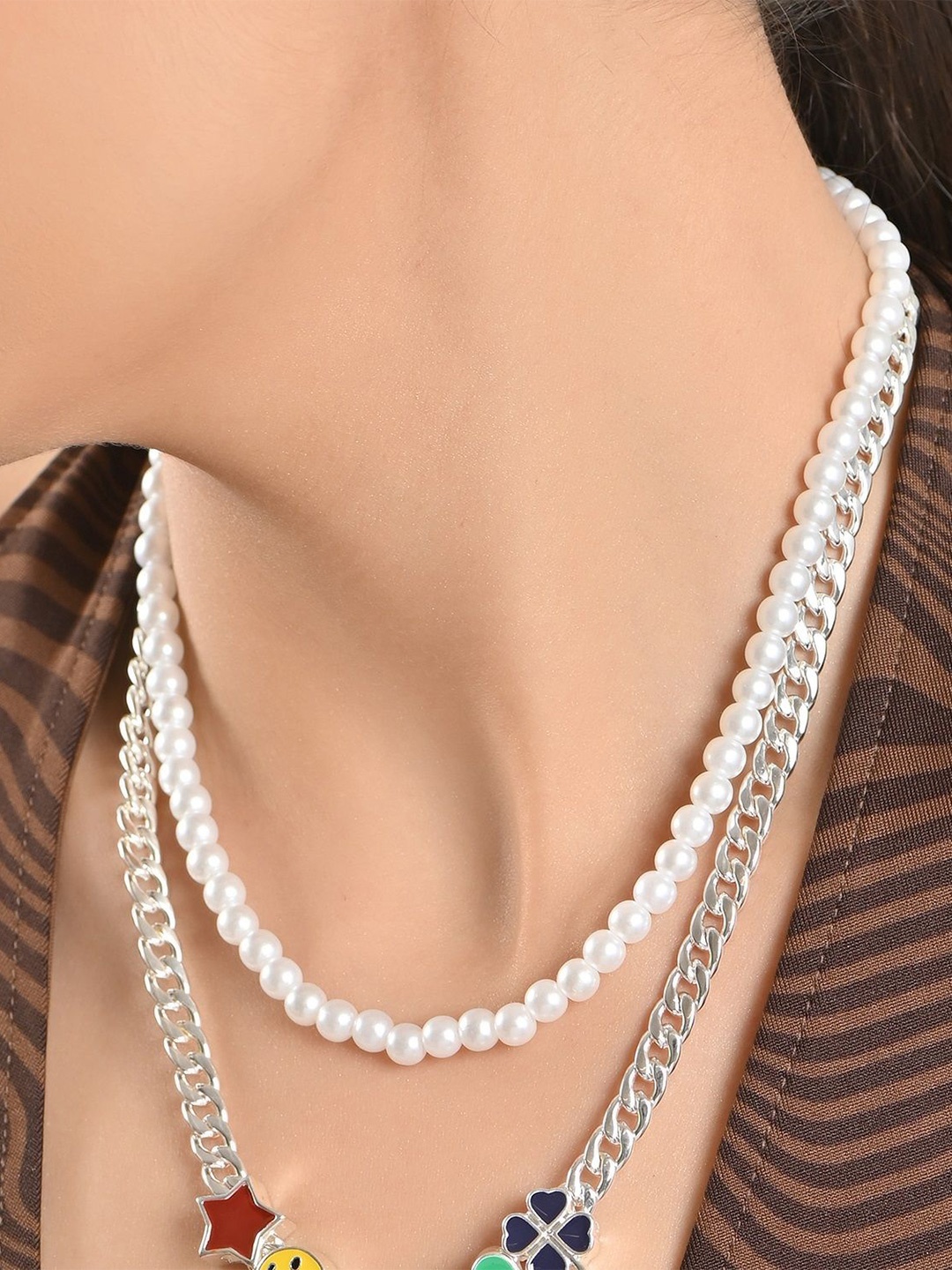

Lilly & Sparkle Pearl Beaded Necklace, Silver
