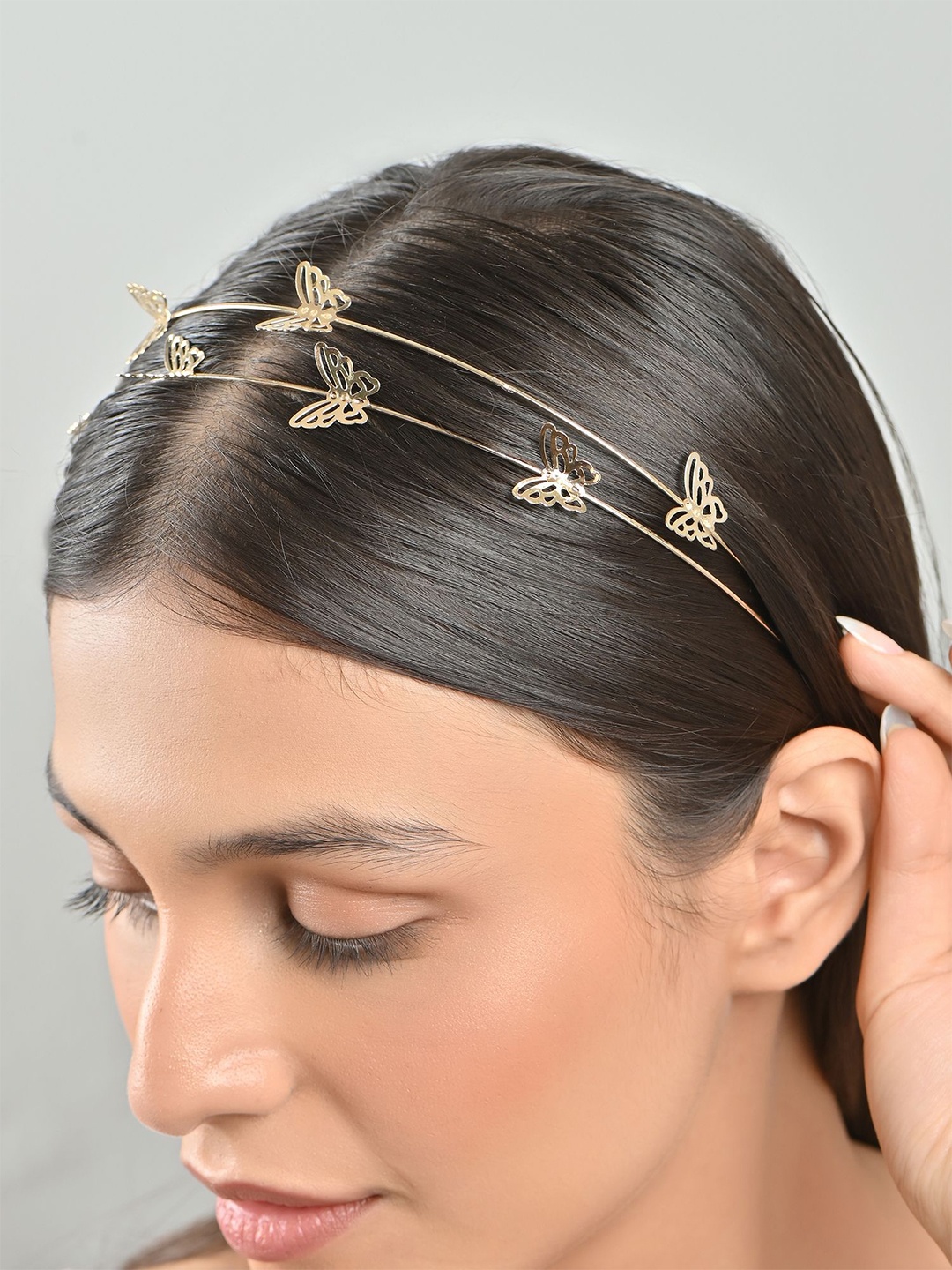 

Lilly & sparkle Women Butterfly Metal Hairband, Gold