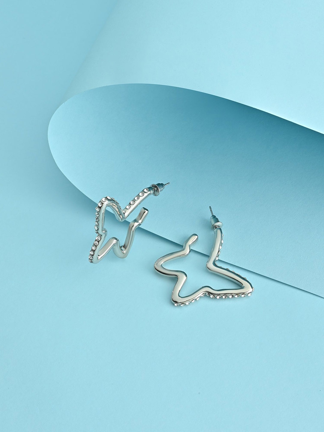 

Lilly & sparkle Silver-Plated Geometric Butterfly Drop Earrings