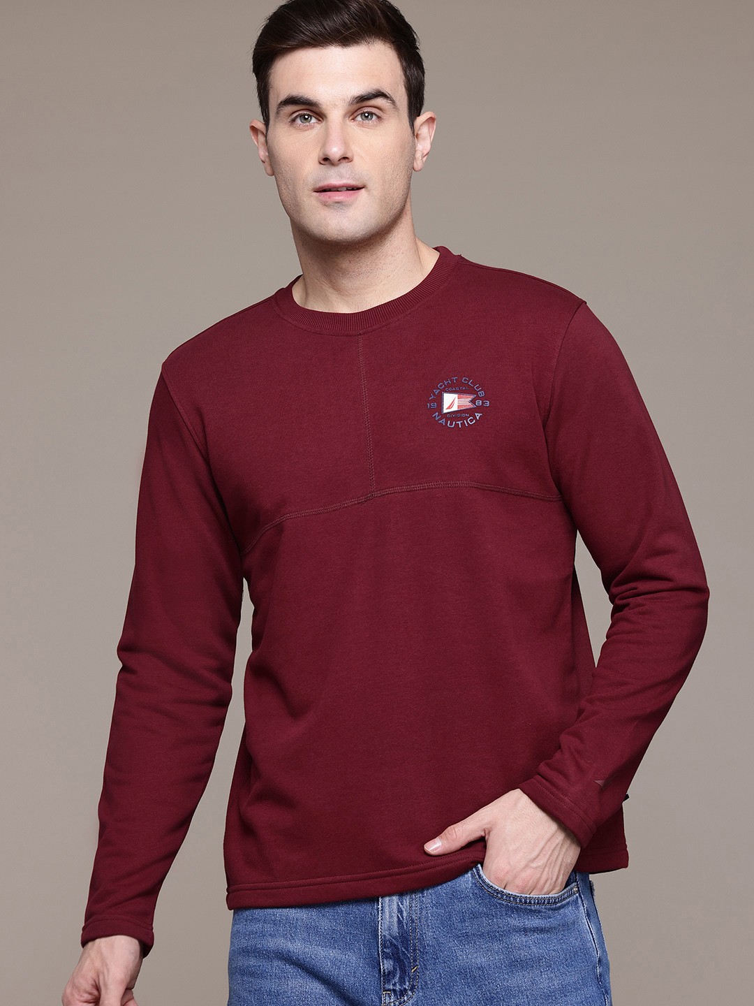

Nautica Print Detail Sweatshirt, Maroon