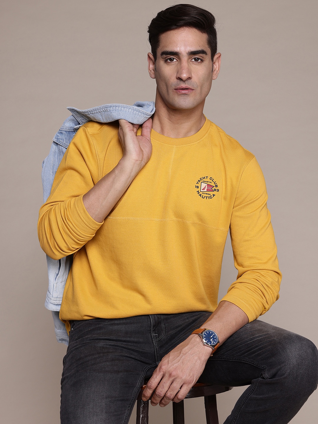 

Nautica Round Neck Sweatshirt, Mustard