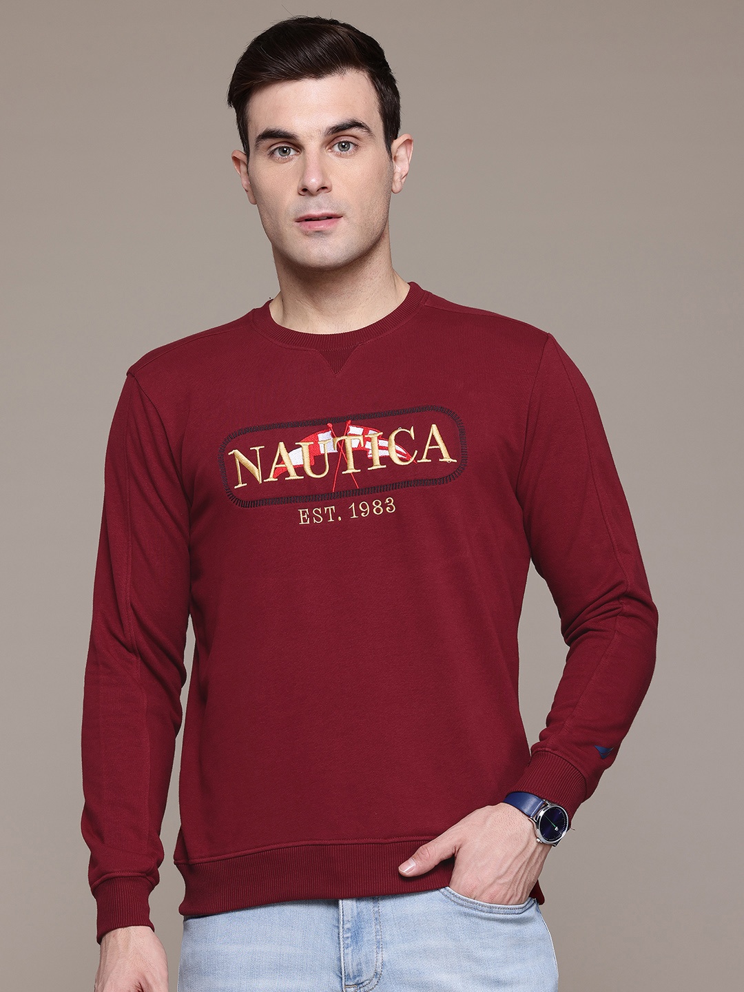 

Nautica Embroidered Sweatshirt, Burgundy