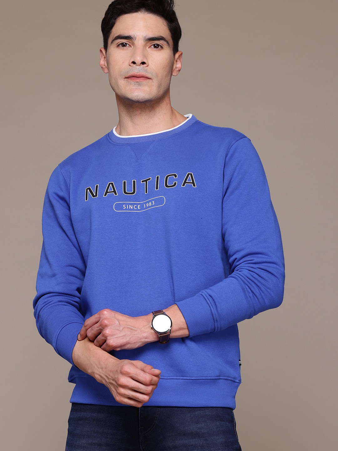 

Nautica Long Sleeves Printed Sweatshirt, Blue