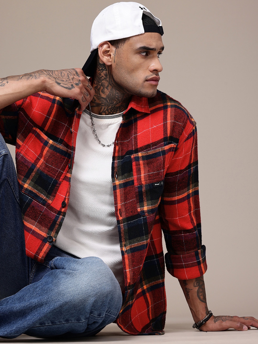 

WROGN Checked Oversized Casual Shirt, Red