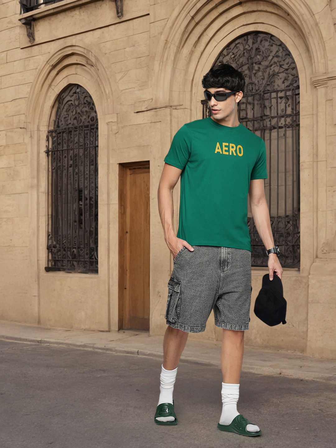 

Aeropostale Men Brand Logo Printed Pure Cotton T-shirt, Green