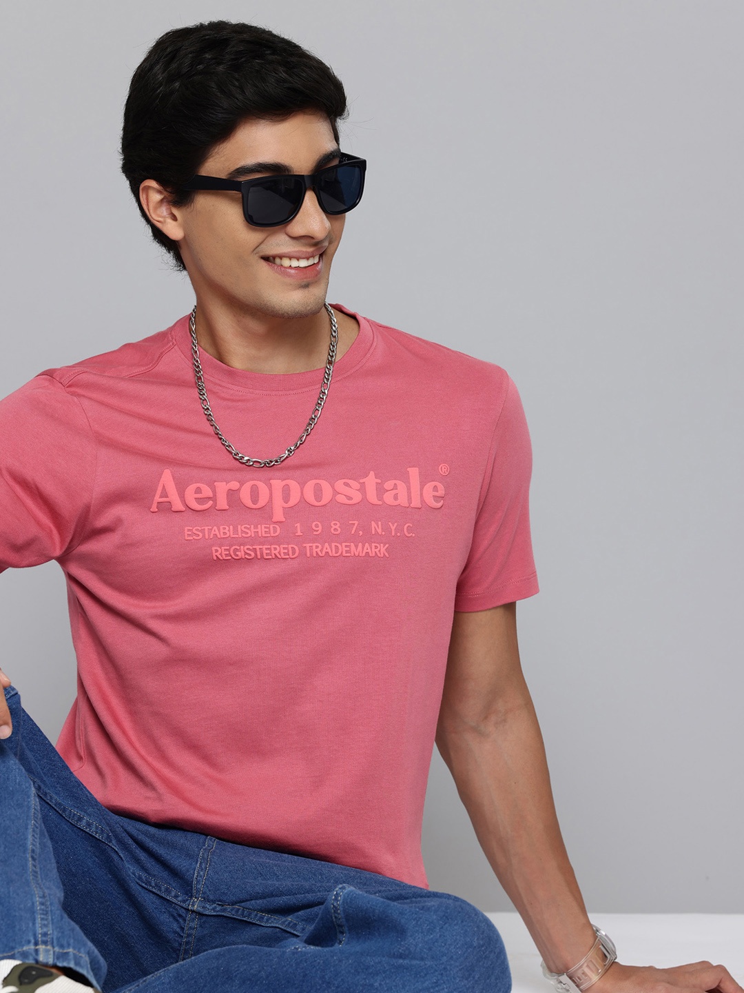 

Aeropostale Typography Printed Pure Cotton T-shirt, Pink