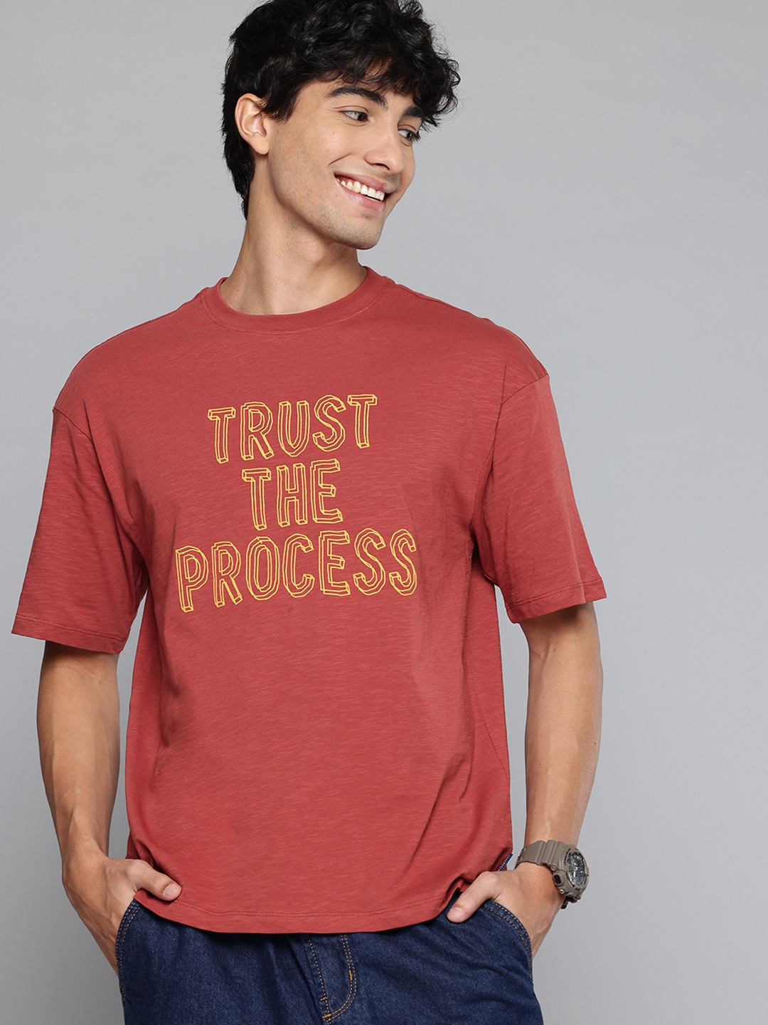 

Aeropostale Typography Printed Pure Cotton T-shirt, Rust