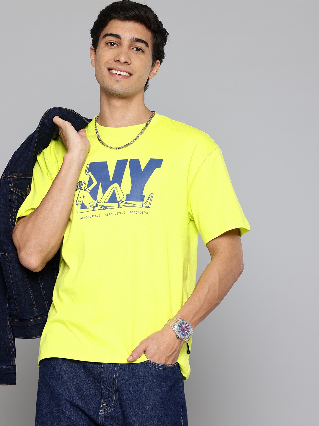 

Aeropostale Printed Pure Cotton T-shirt, Lime green
