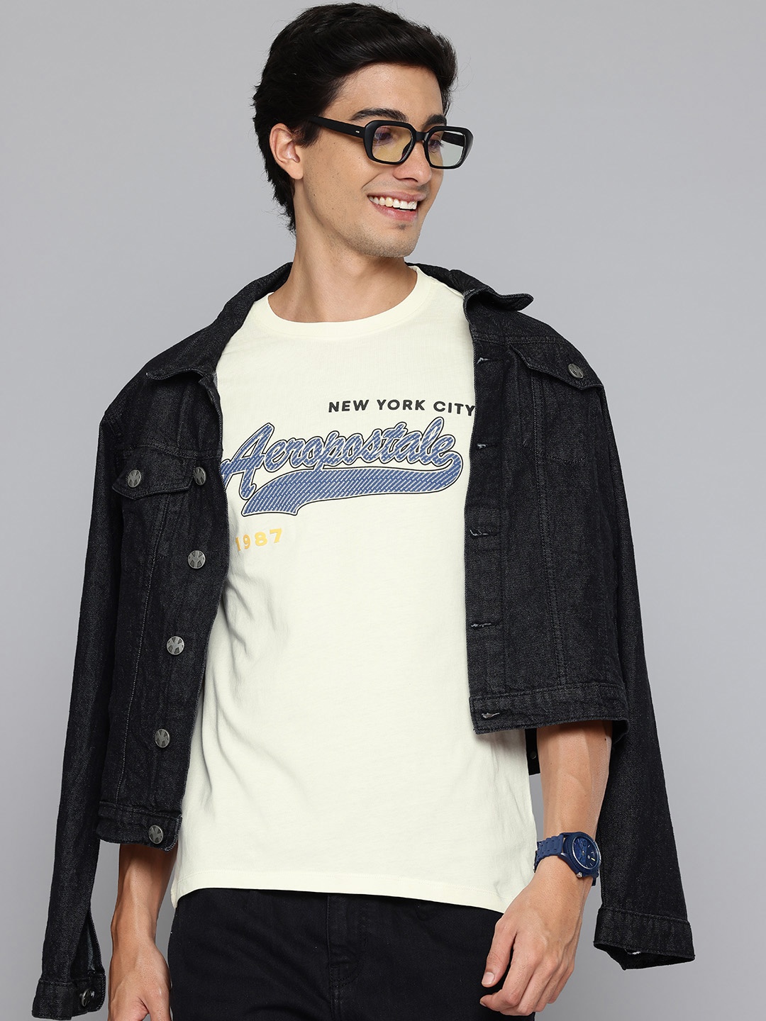

Aeropostale Brand Logo Print Pure Cotton T-shirt, Cream