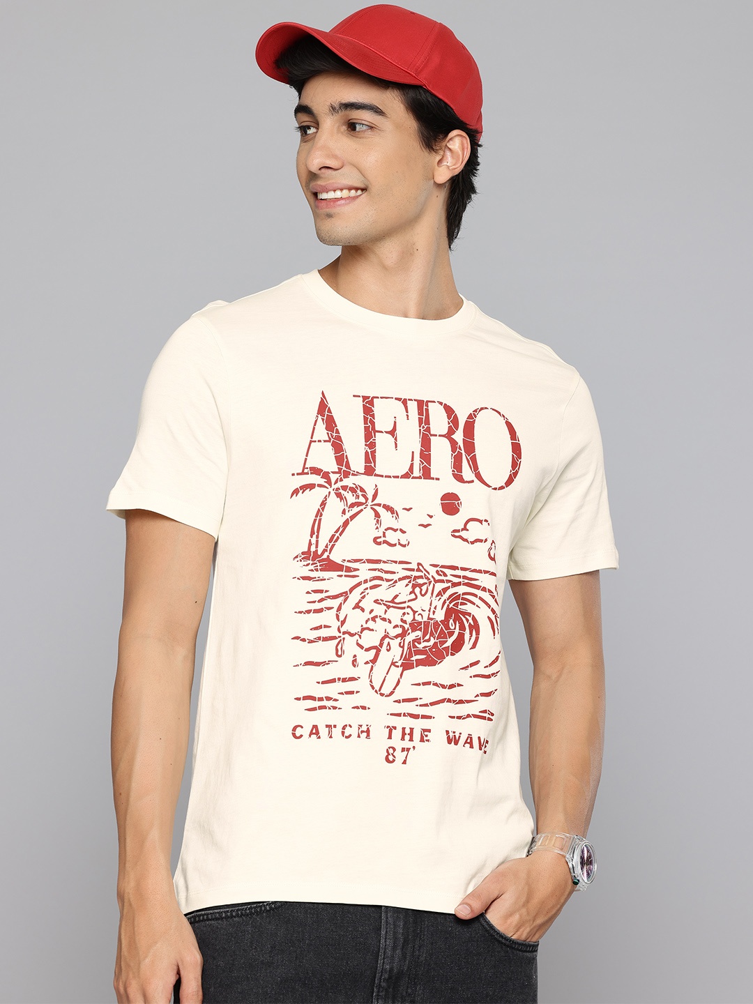 

Aeropostale Pure Cotton Printed T-shirt, Beige