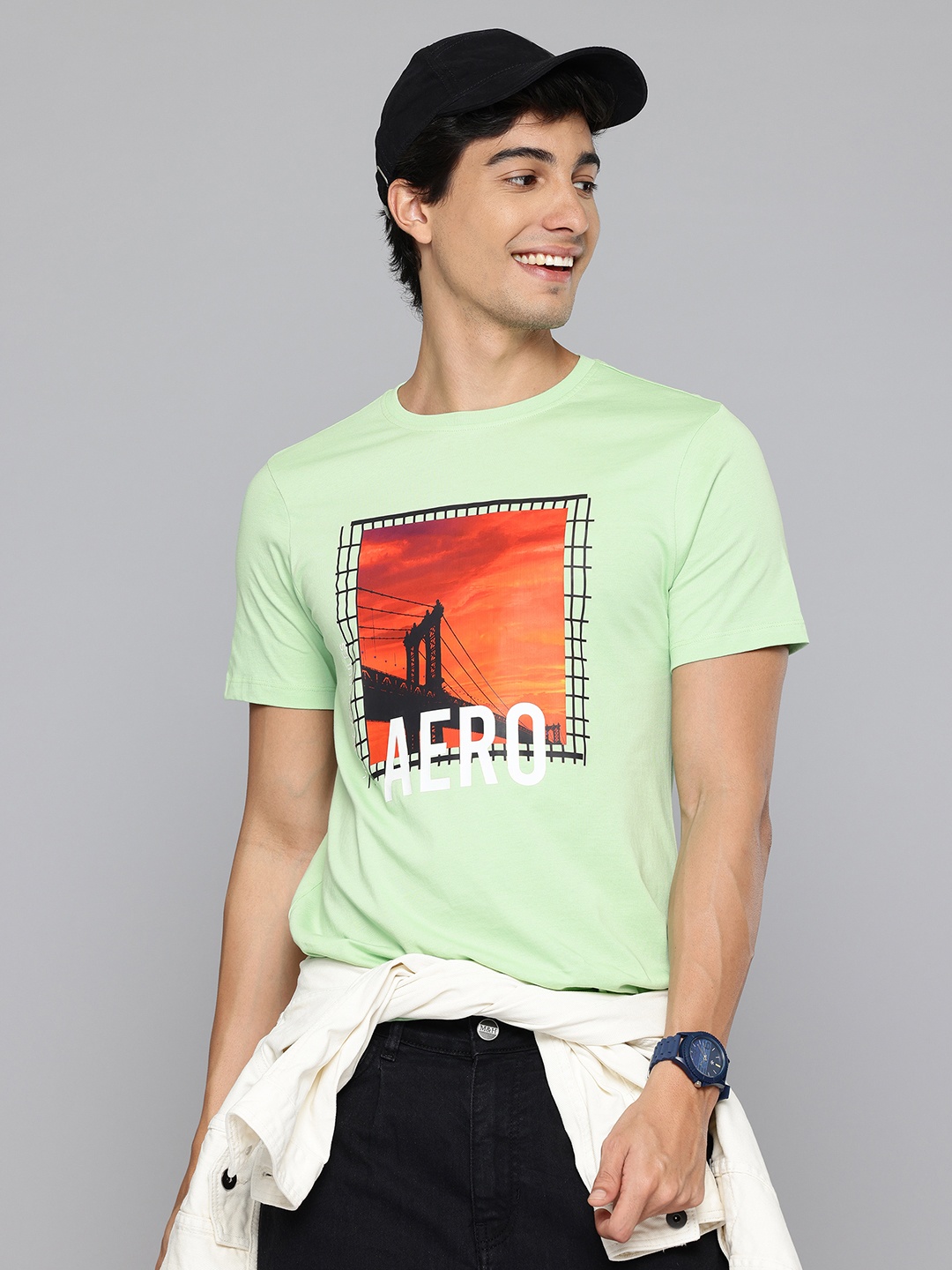 

Aeropostale Printed Pure Cotton T-shirt, Green