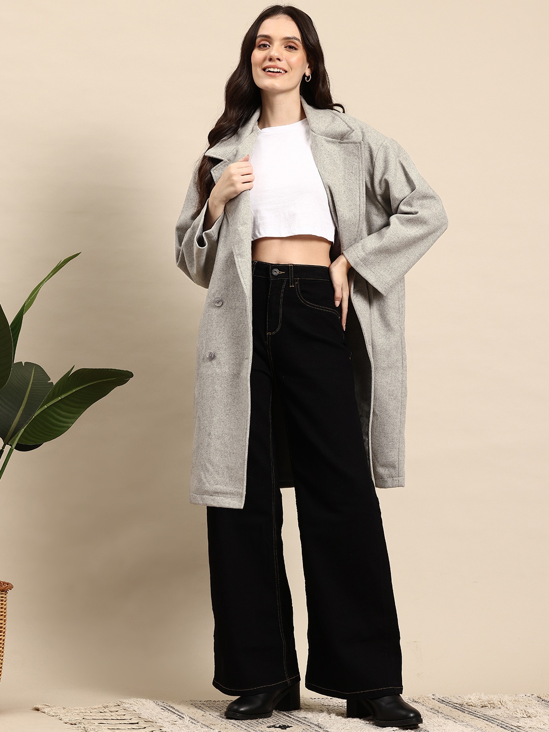 

Mast & Harbour Double-Breasted Overcoat, Grey