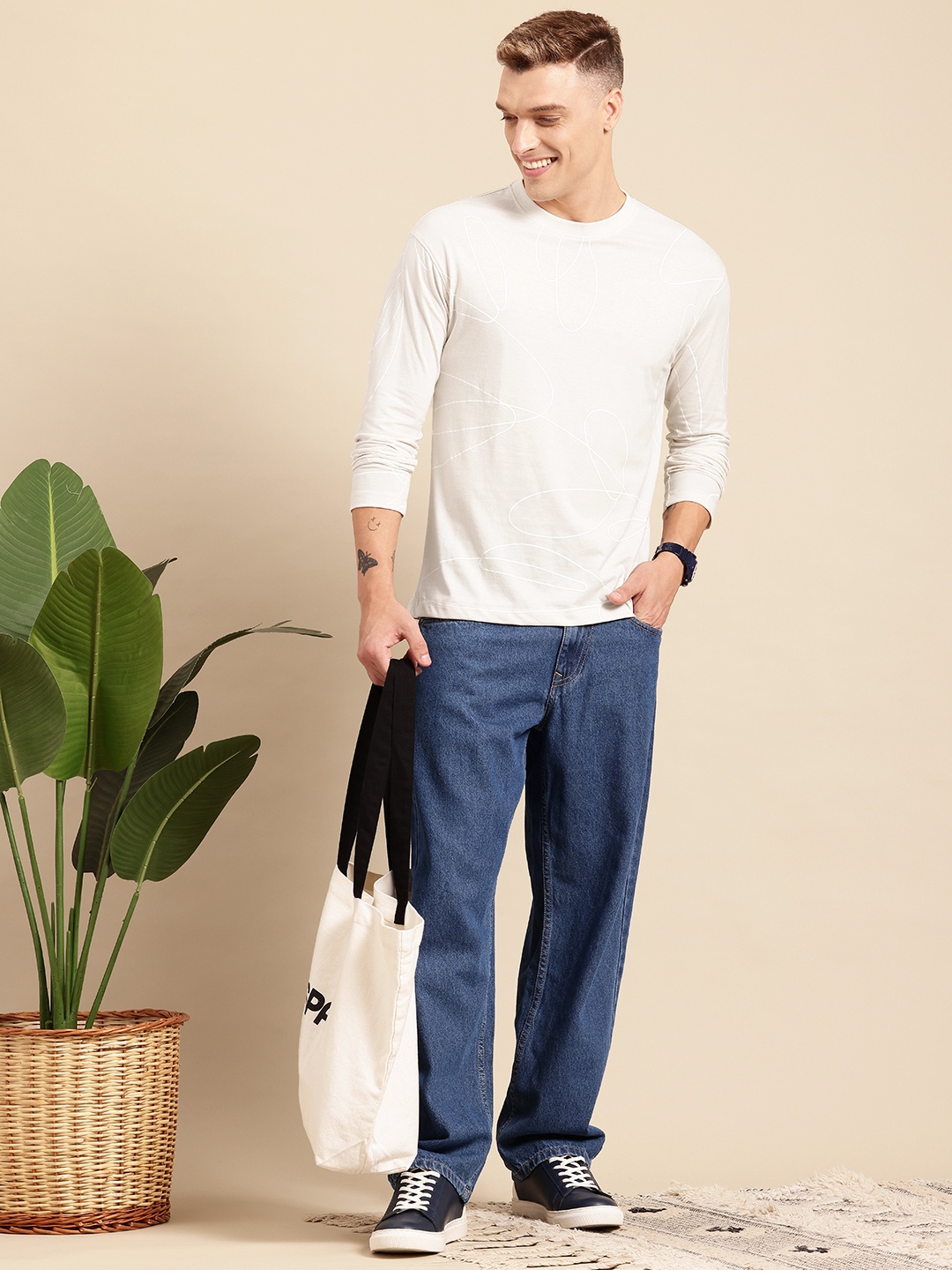 

Mast & Harbour Geometric Printed T-shirt, Beige