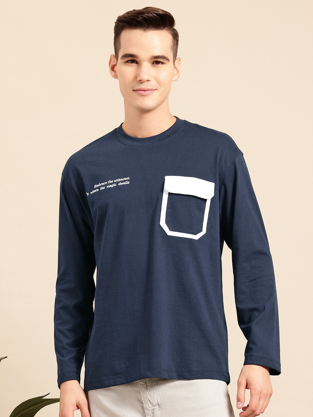 

Mast & Harbour Typography Printed T-Shirt, Navy blue