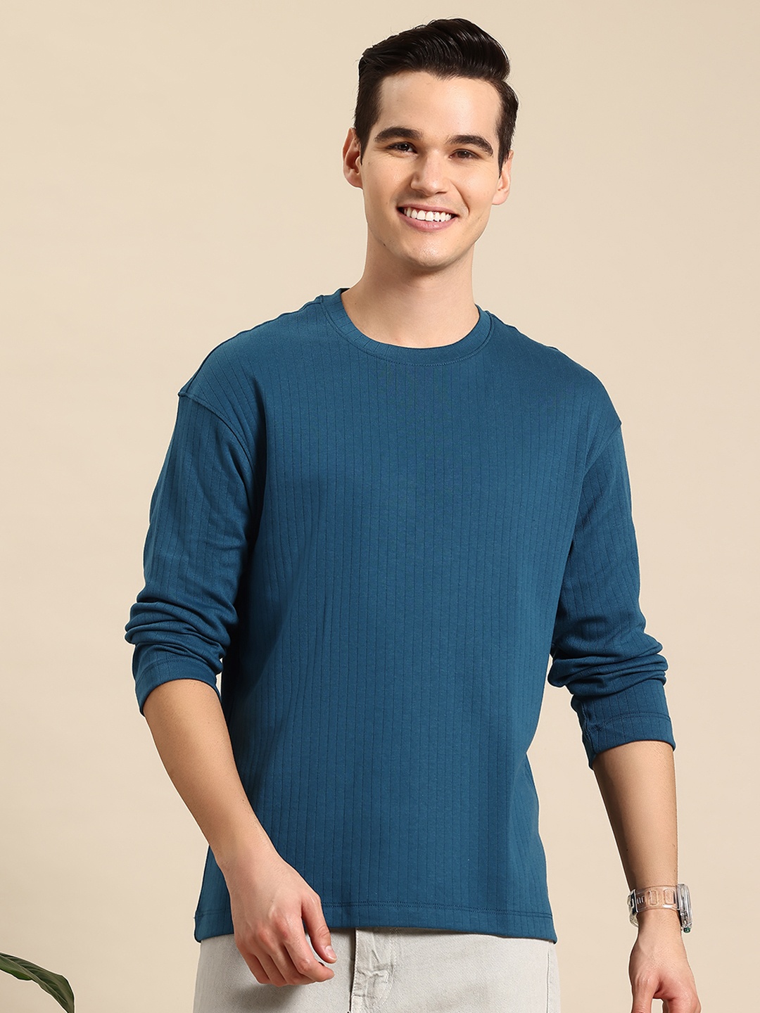 

Mast & Harbour Ribbed Full Sleeve T-shirt, Blue