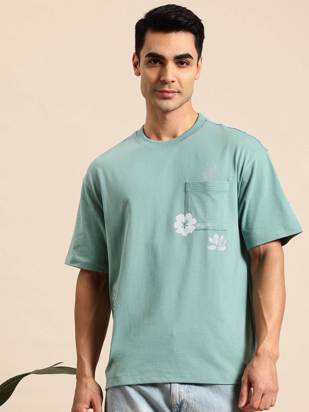 

Mast & Harbour Men Drop-Shoulder Sleeves T-shirt, Green