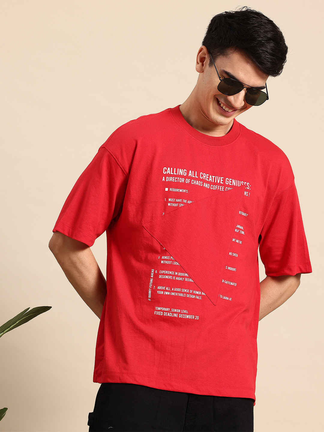 

Mast & Harbour Printed Applique Design T-shirt, Red