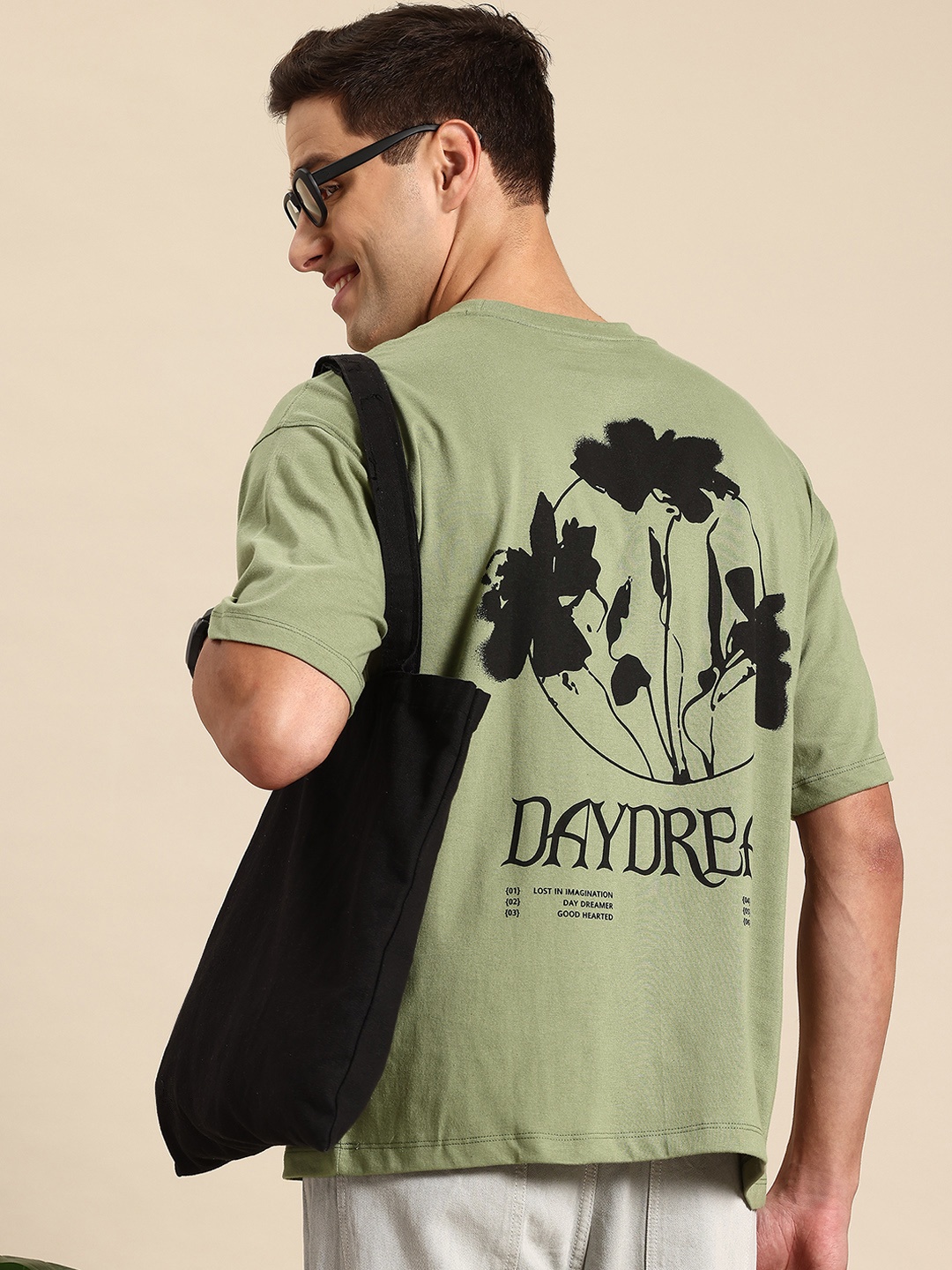 

Mast & Harbour Men Floral Printed Drop-Shoulder Sleeves T-shirt, Olive
