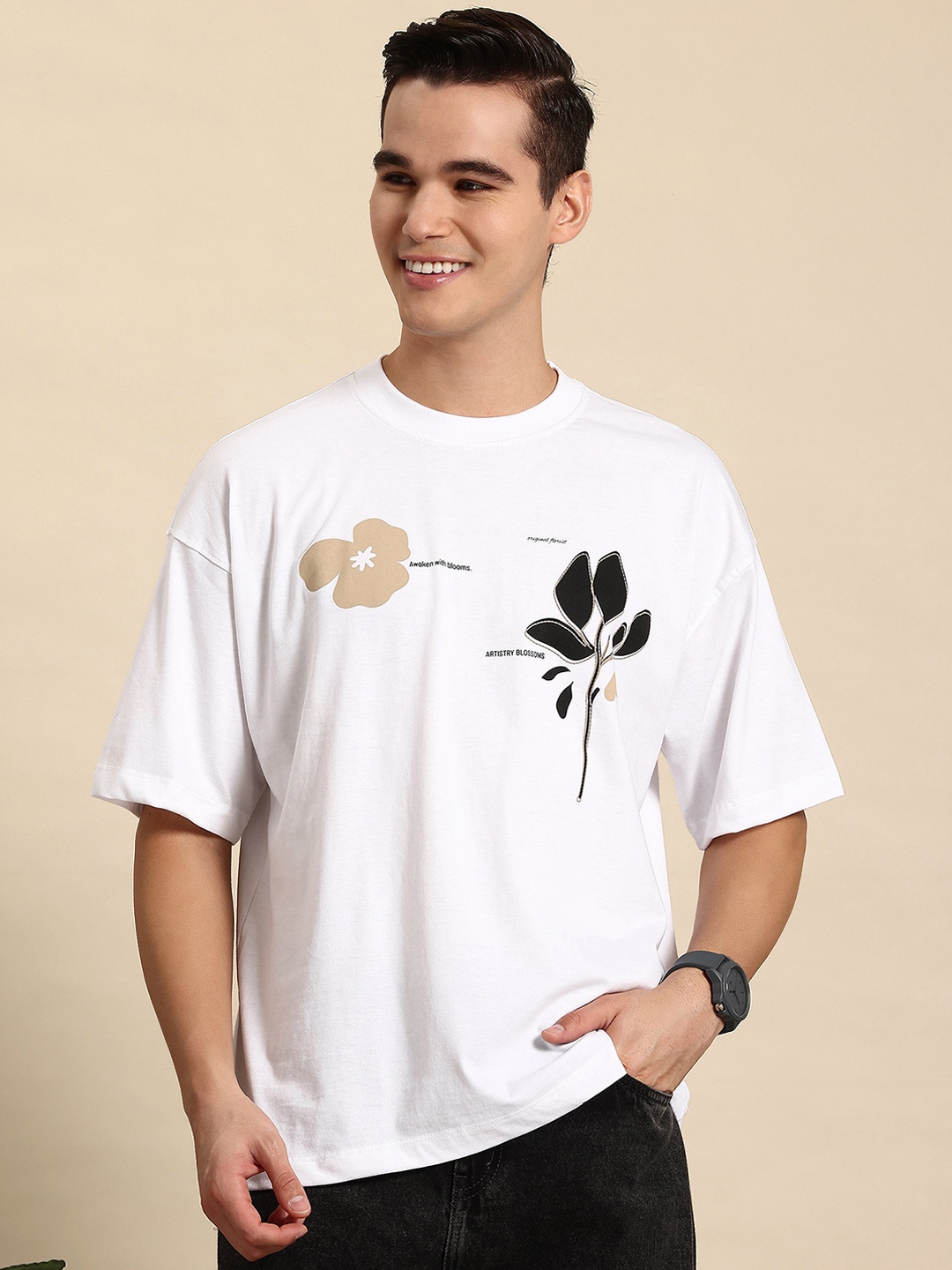 

Mast & Harbour Floral Print Relaxed Fit T-shirt, White