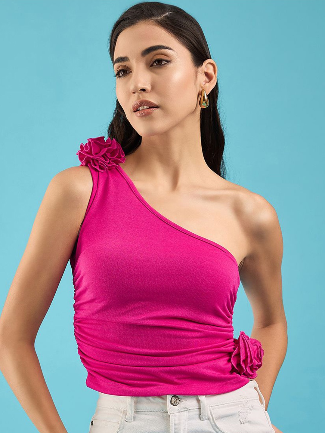 

Uptownie One-Shoulder Rose Top, Pink