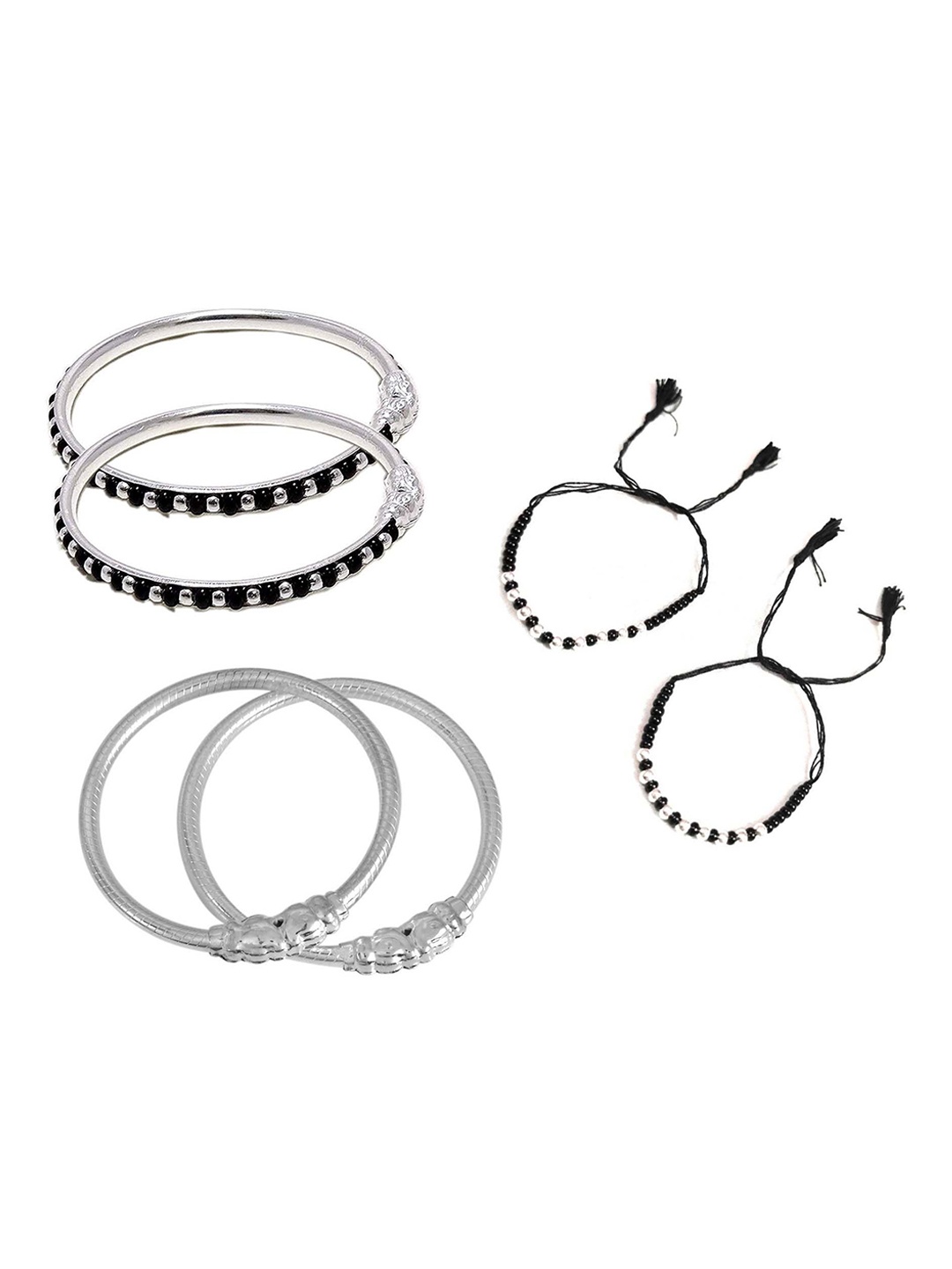 

BAESD Kids Set Of 6 Silver-Plated Beaded Bangles