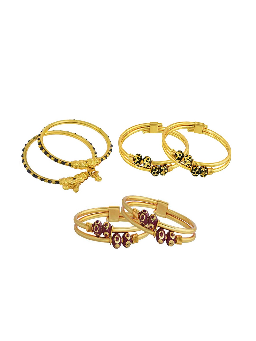 

BAESD Set Of 6 Gold-Plated Beaded Bangles