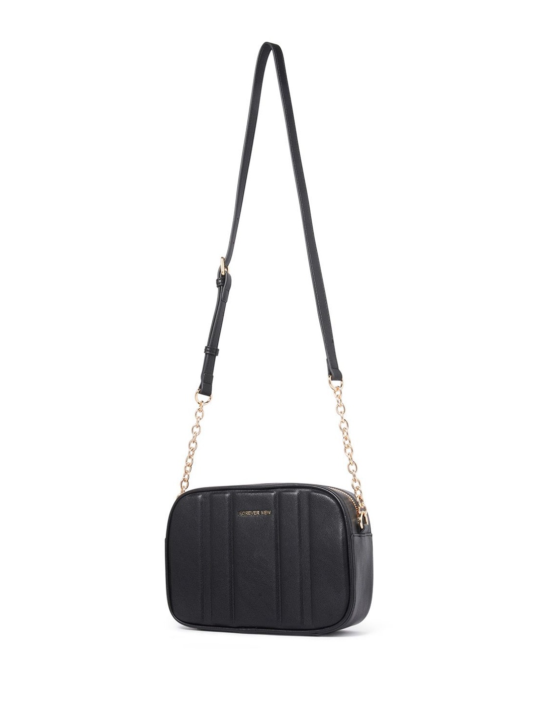 

Forever New Quilted Structured Sling Bag, Black