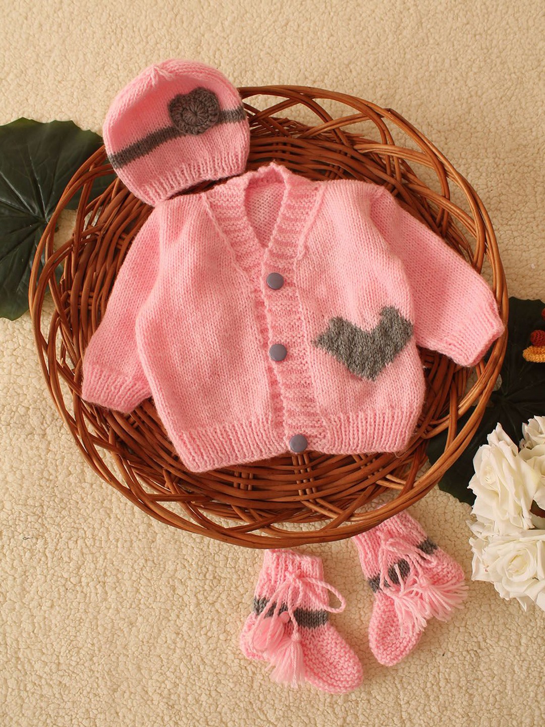 

Woonie Unisex Kids Cable Knit Cardigan, Pink