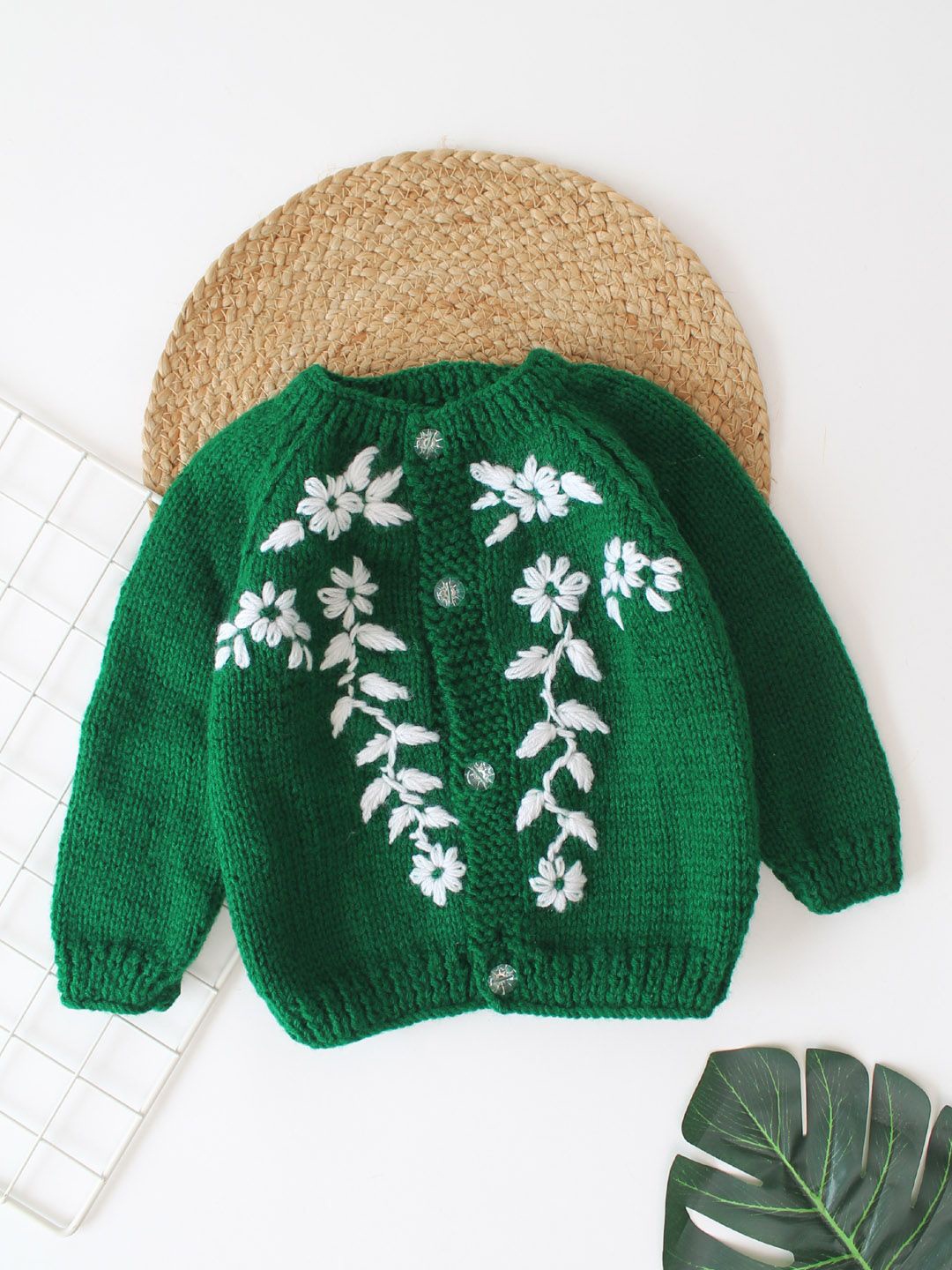 

Woonie Girls Floral Cardigan, Green