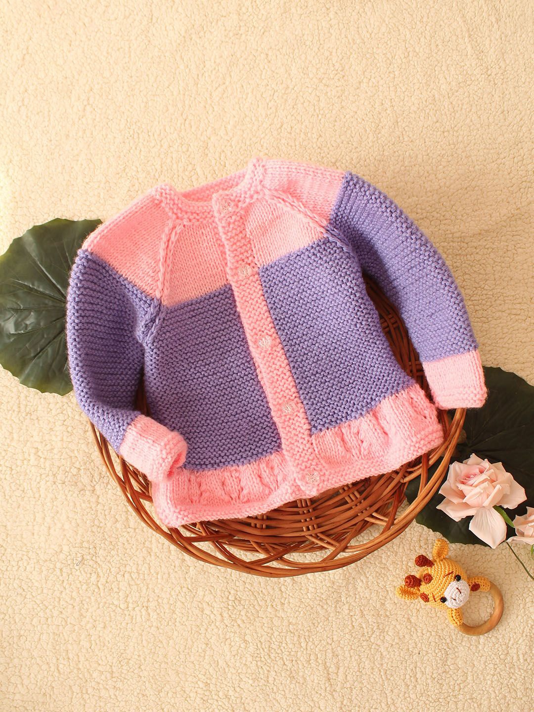 

Woonie Girls Colourblocked Cardigan, Blue