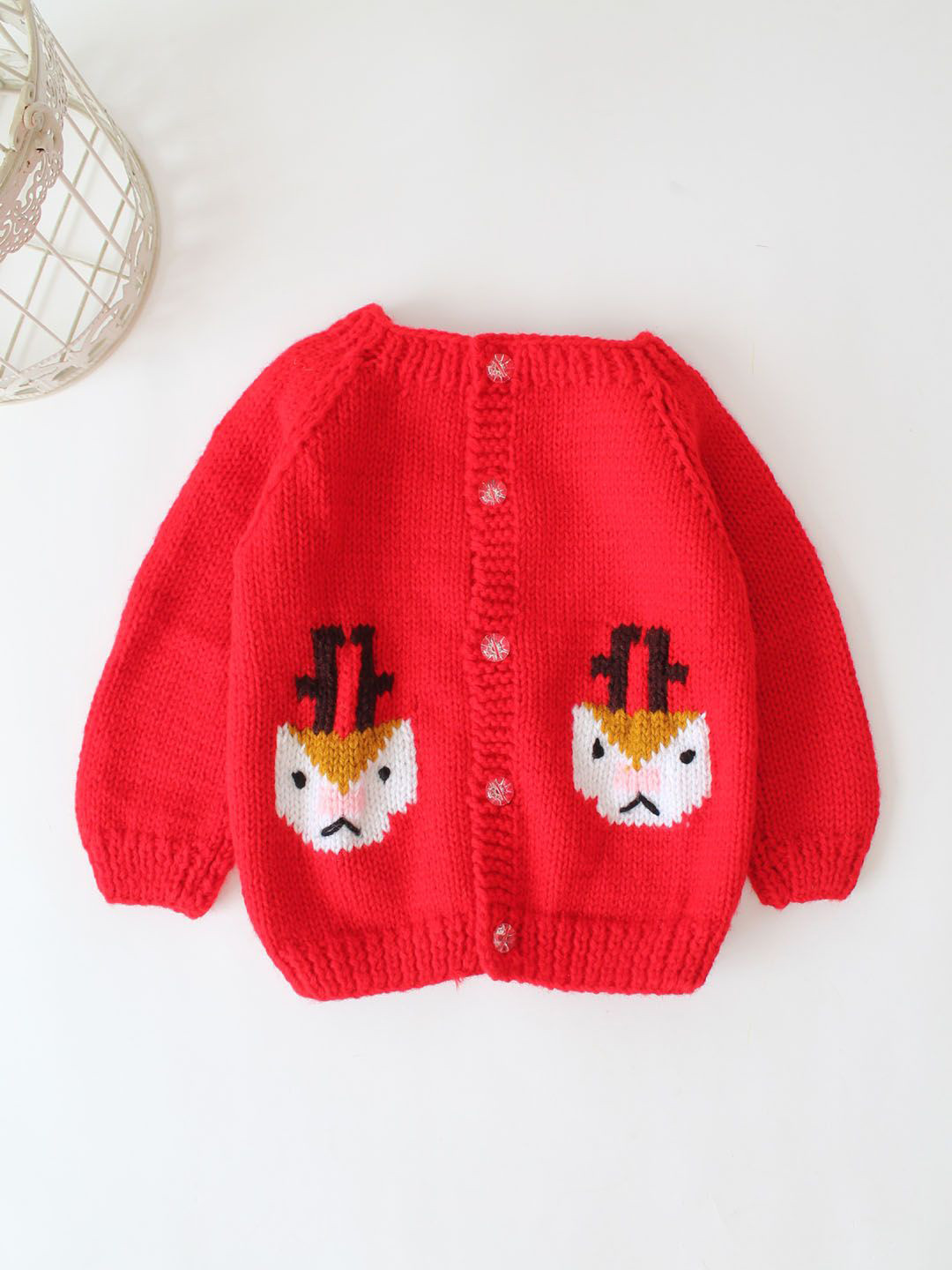 

Woonie Unisex Kids Quirky Cardigan, Red