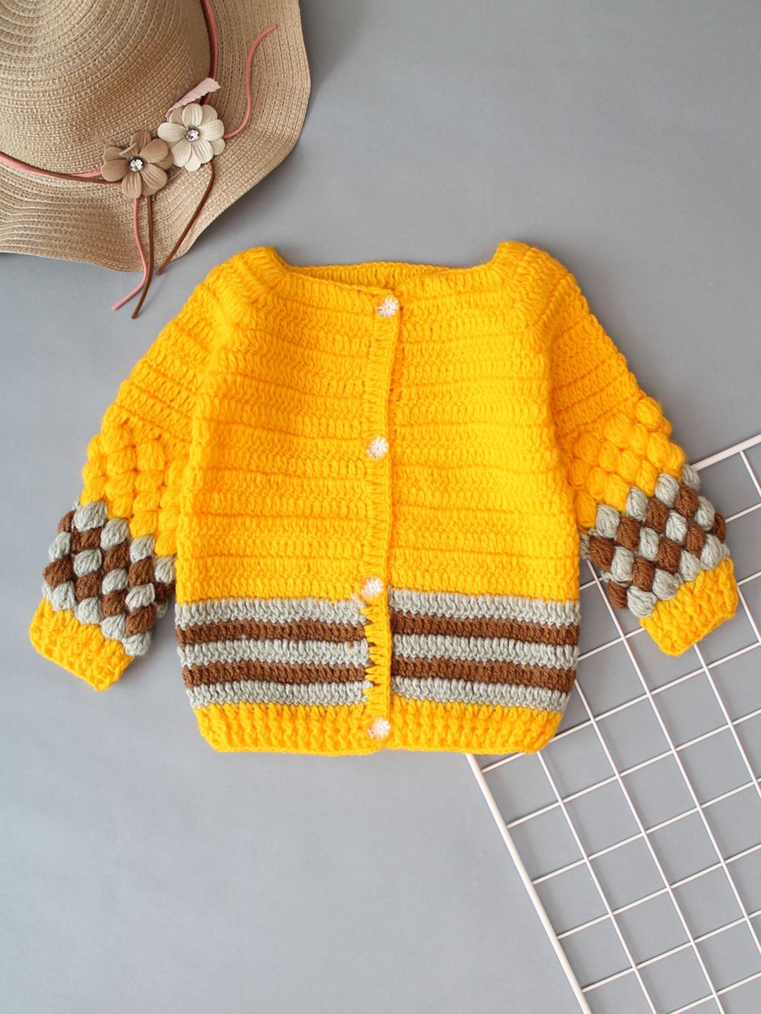 

Woonie Boys Cable Knit Cardigan, Yellow