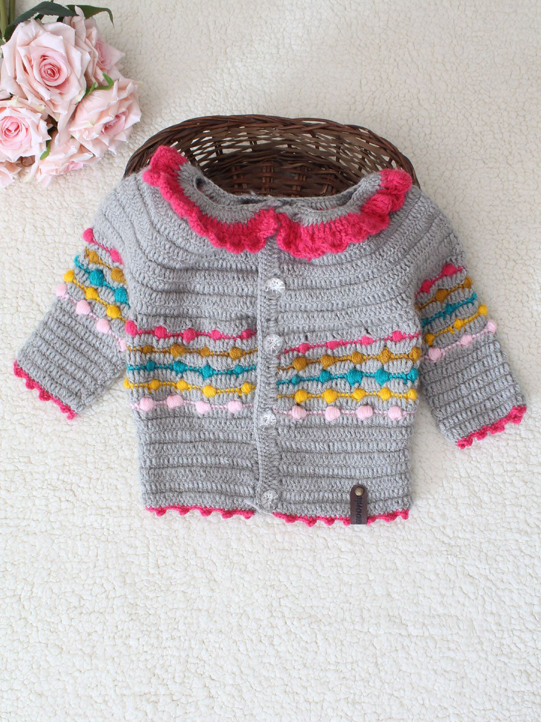 

Woonie Girls Cable Knit Cardigan, Grey