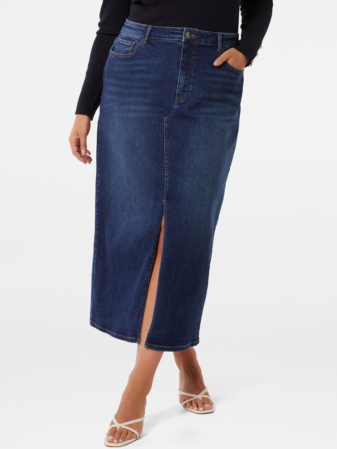 

Forever New Straight Midi Skirt, Navy blue