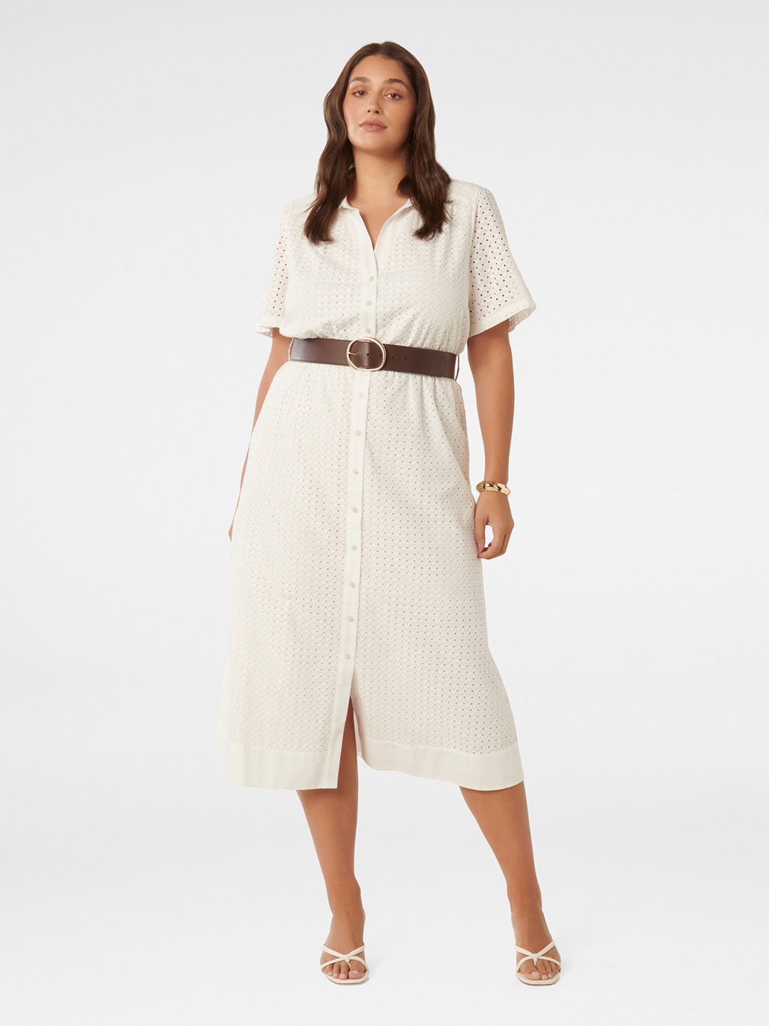 

Forever New Striped Shirt Midi Dress, White